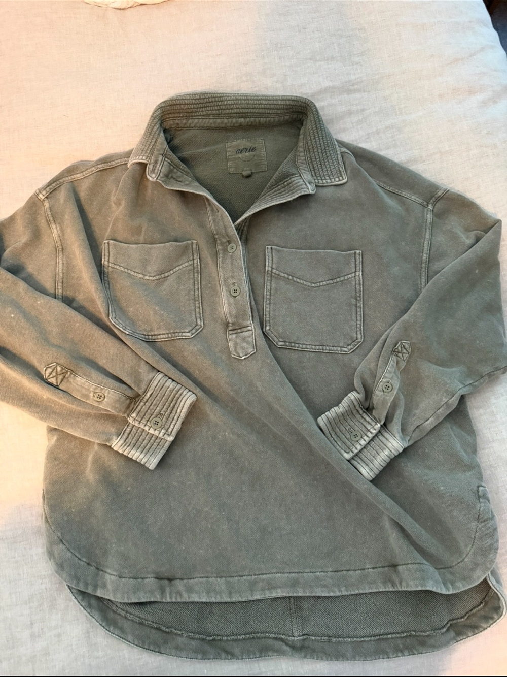 aerie Olive Green Pullover Sweatshirt